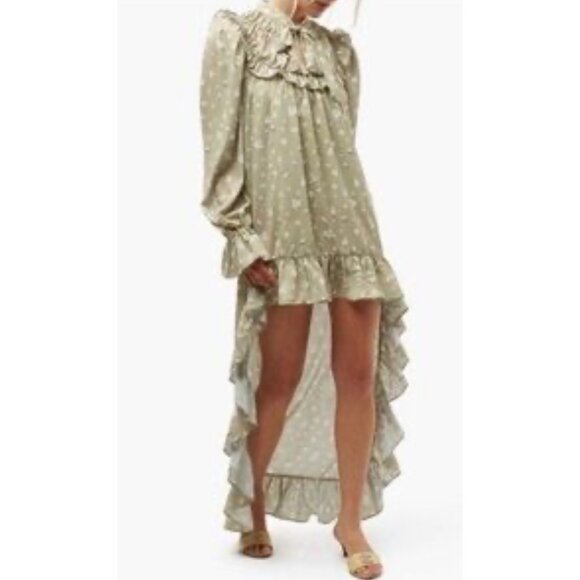 WeWoreWhat Green Floral High-Low Ruffle Maxi Dress Size S Feminine Cottagecore - Picture 13 of 13